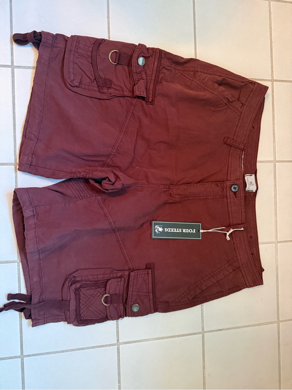 Women's Cargo Shorts in Deep Burgundy NWT